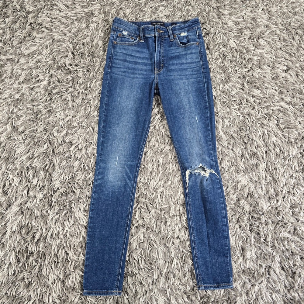 Lucky Brand Bridgette Skinny High Rise Distressed Jeans Blue 4 27 7WD10888